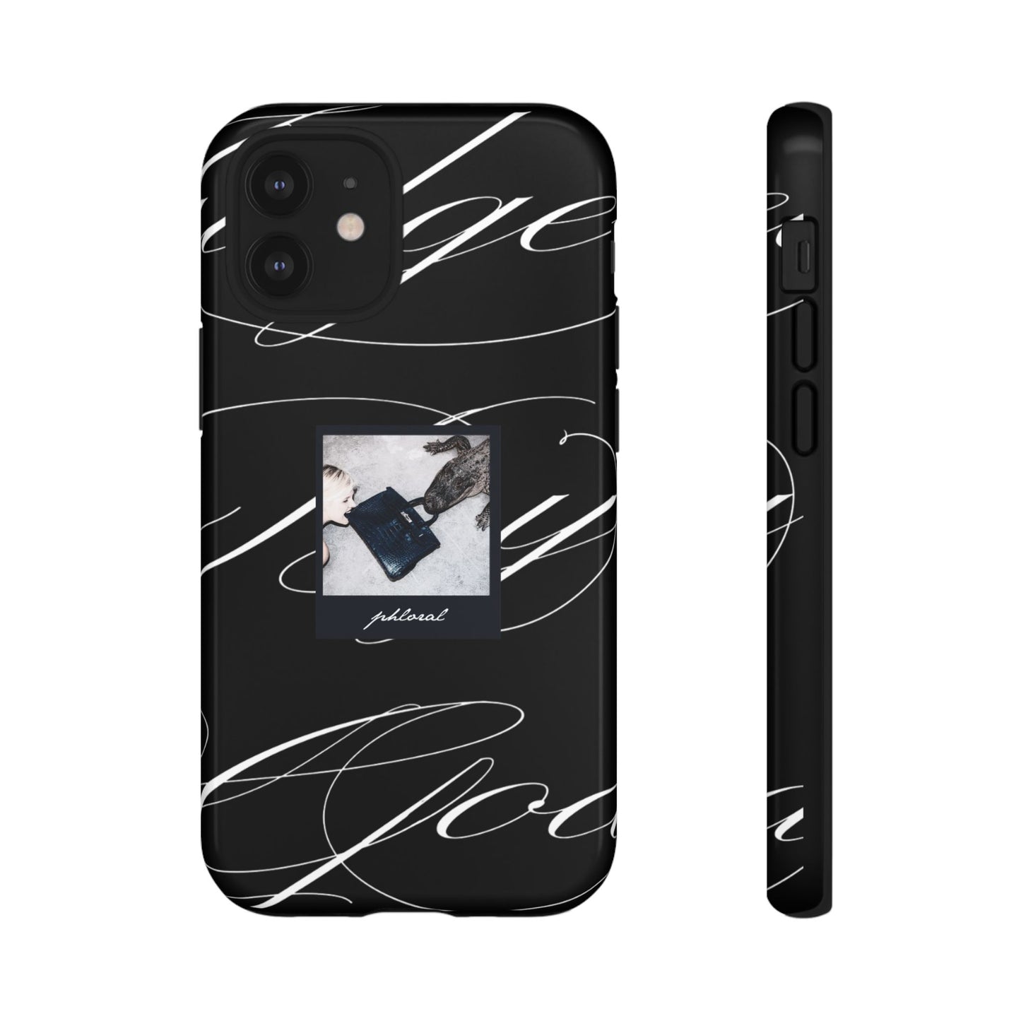 Tempted by Luxury opulent nazar blue eye on black marble phone case