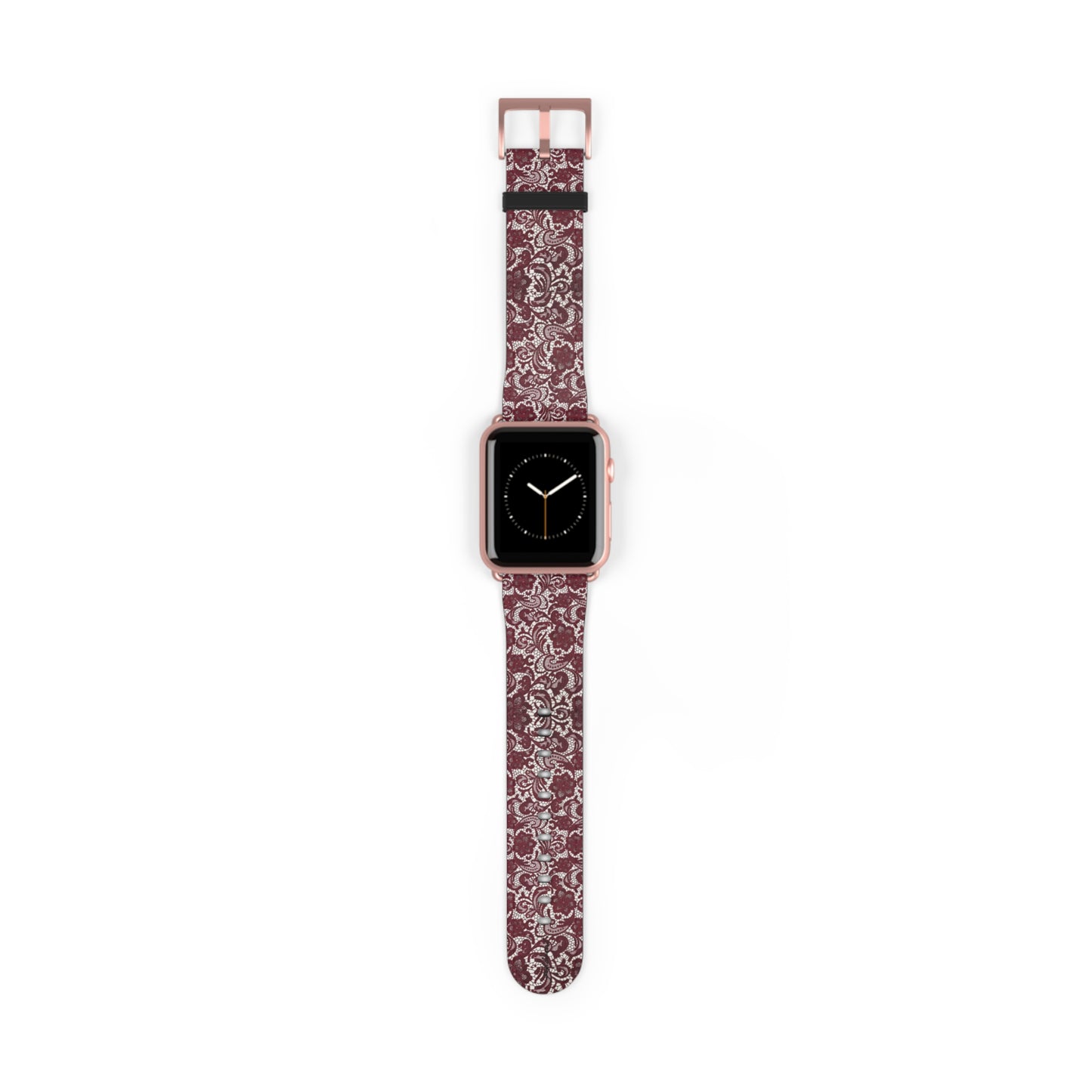 Crimson Baroque Apple Watch band blood-red filigree full view