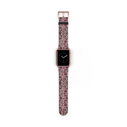 Crimson Baroque Apple Watch band blood-red filigree full view