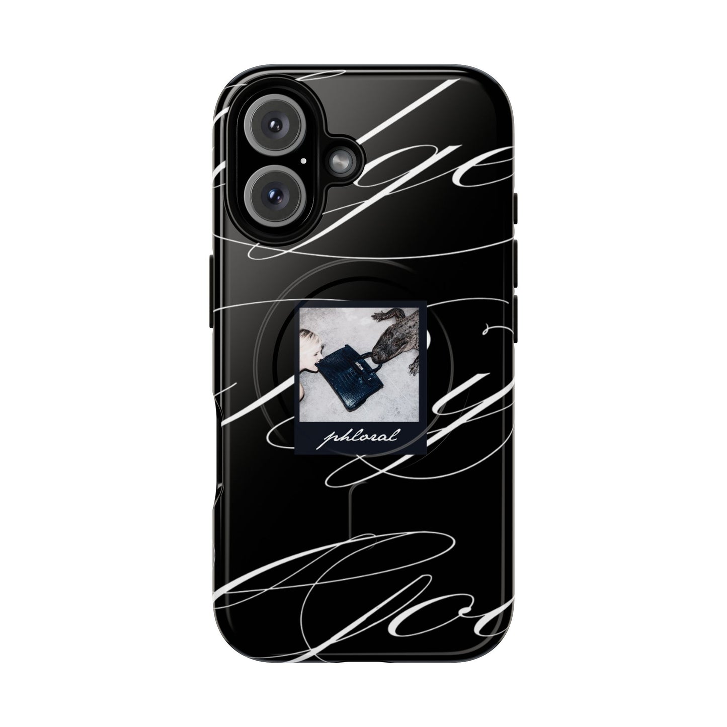 alt="Lifestyle use of tempted by luxury Magsafe case on iPhone