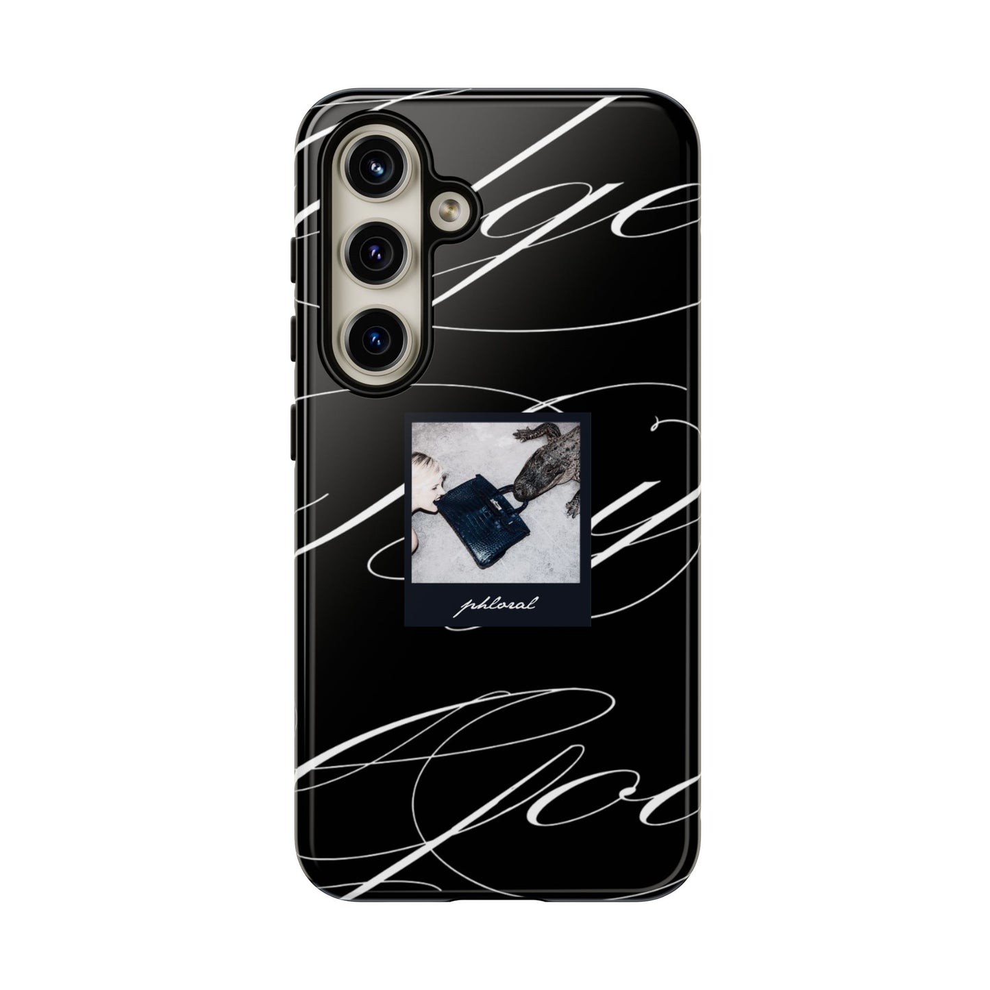 Tempted by Luxury elegant black marble phone case packaging and design