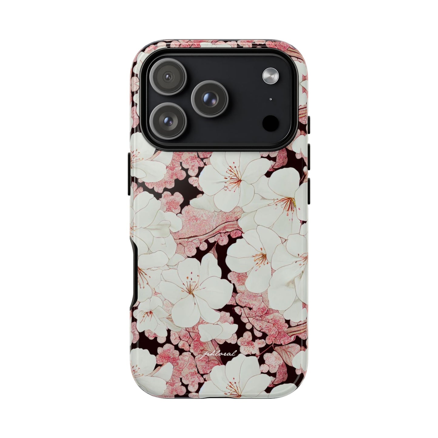 Florere phone case eternal midnight roses and orchids front view