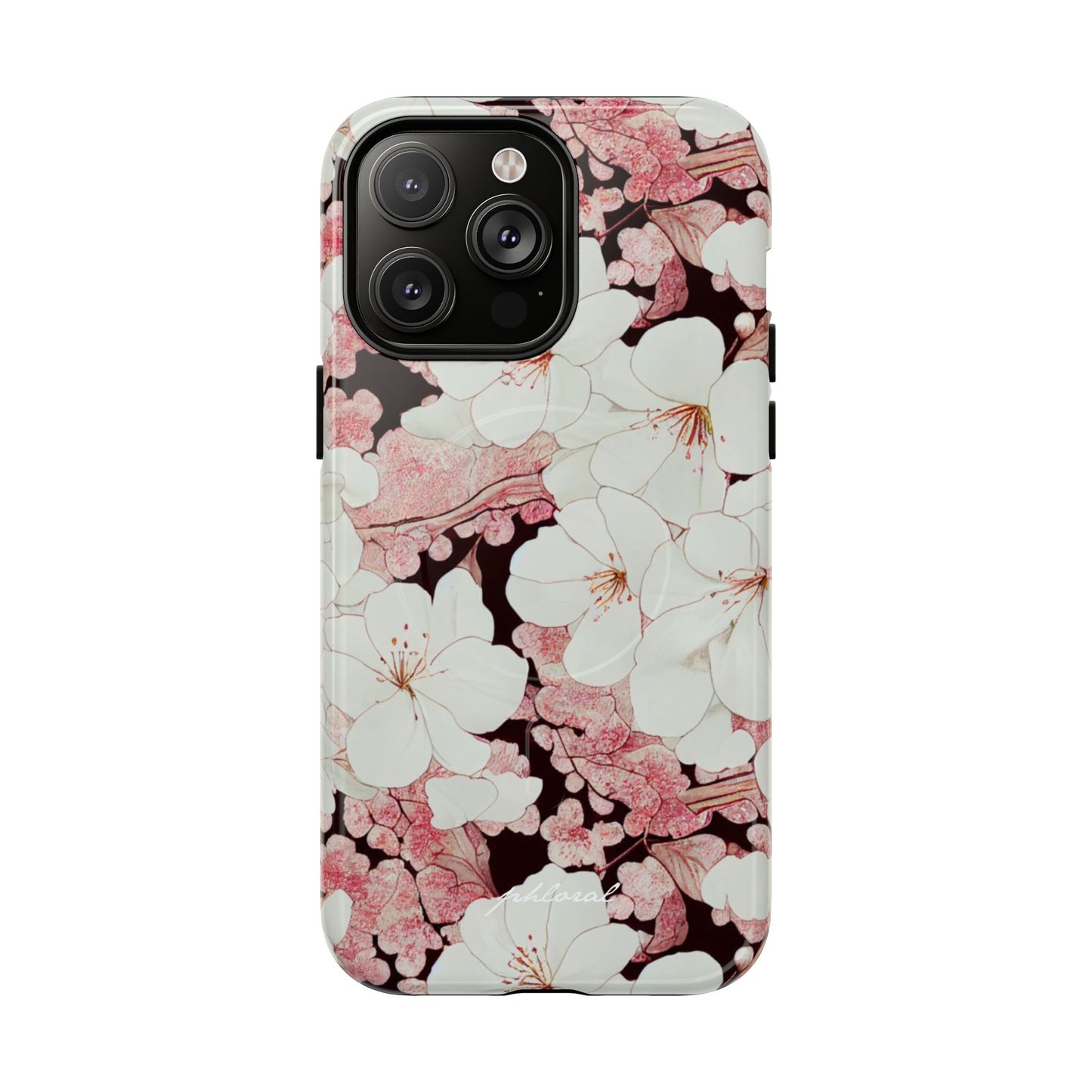 Florere MagSafe case back showing elegant flower pattern