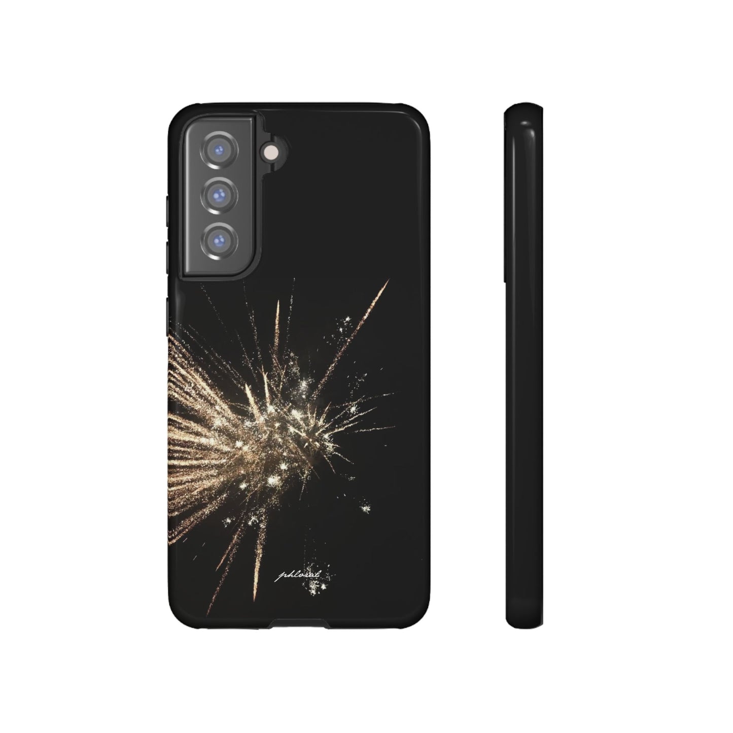 Glintfall phone case cascading micro-crystal waterfall front view