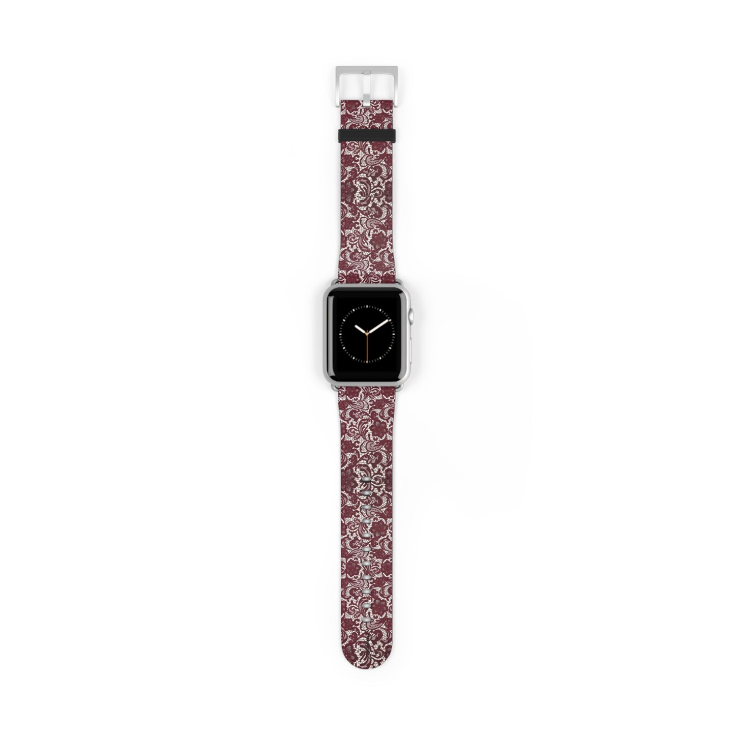 Crimson Baroque Apple Watch band blood-red filigree full view