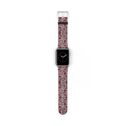 Crimson Baroque Apple Watch band blood-red filigree full view