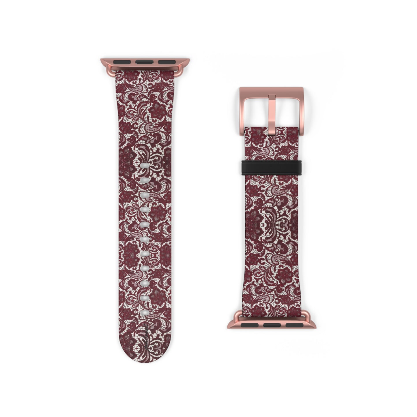 Crimson Baroque Apple Watch band blood-red filigree full view