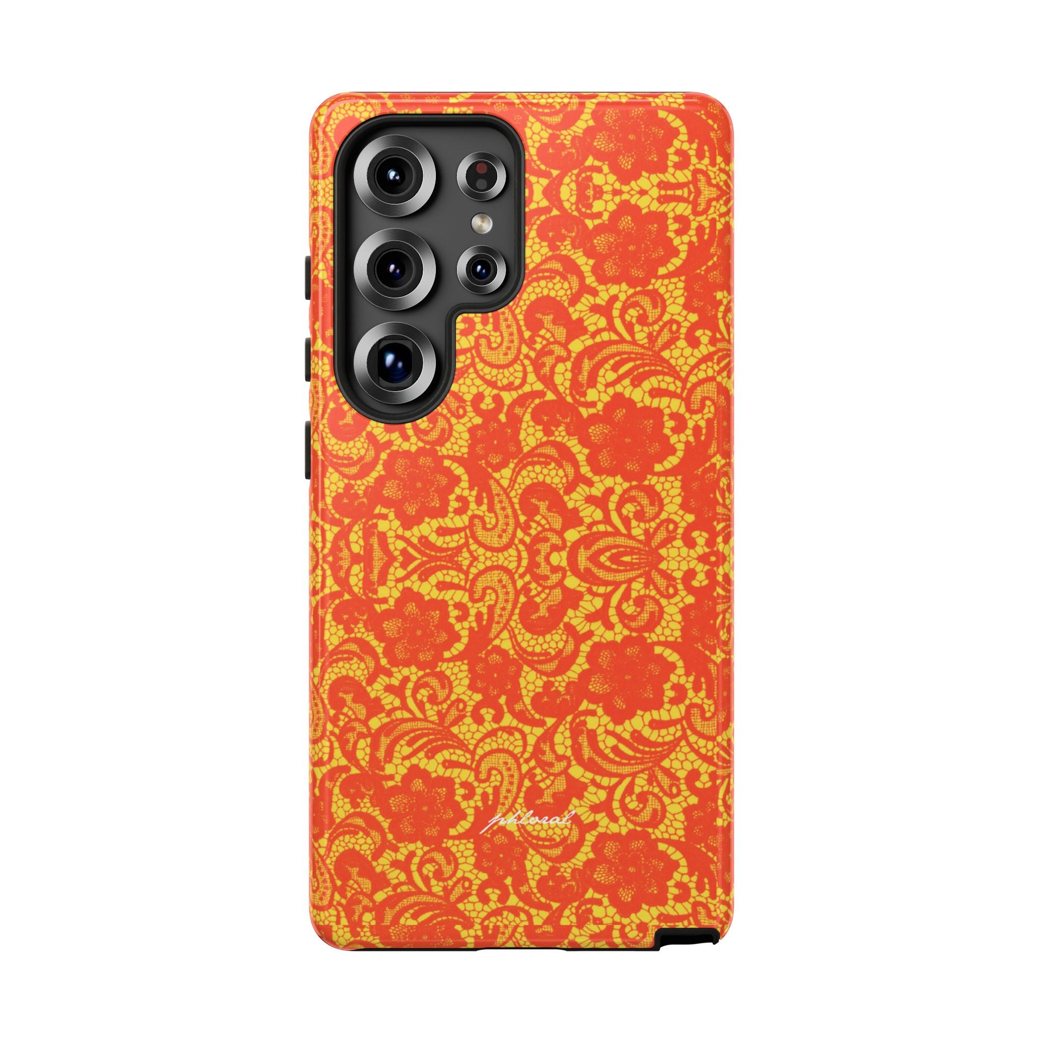 YSL phone case Amber Lace precision ports in glossy honeyed finish
