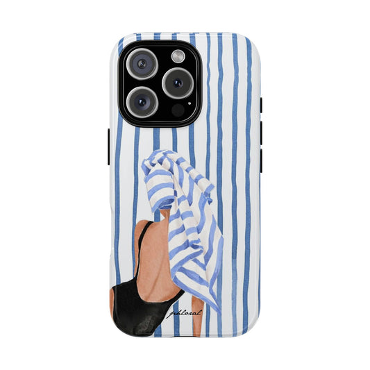 Seaside Stripes phone case dual-layer shockproof side profile