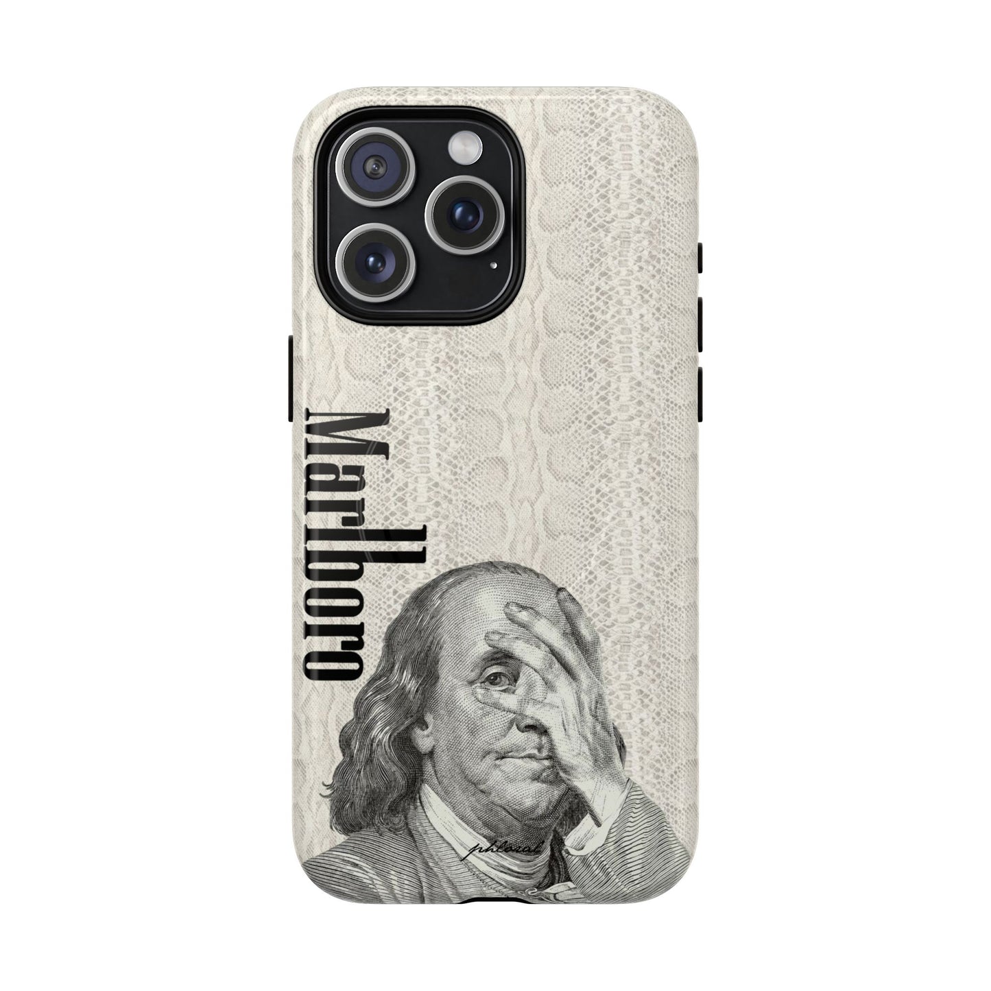 Lifestyle shot of wealth wasted Magsafe phone case in hand