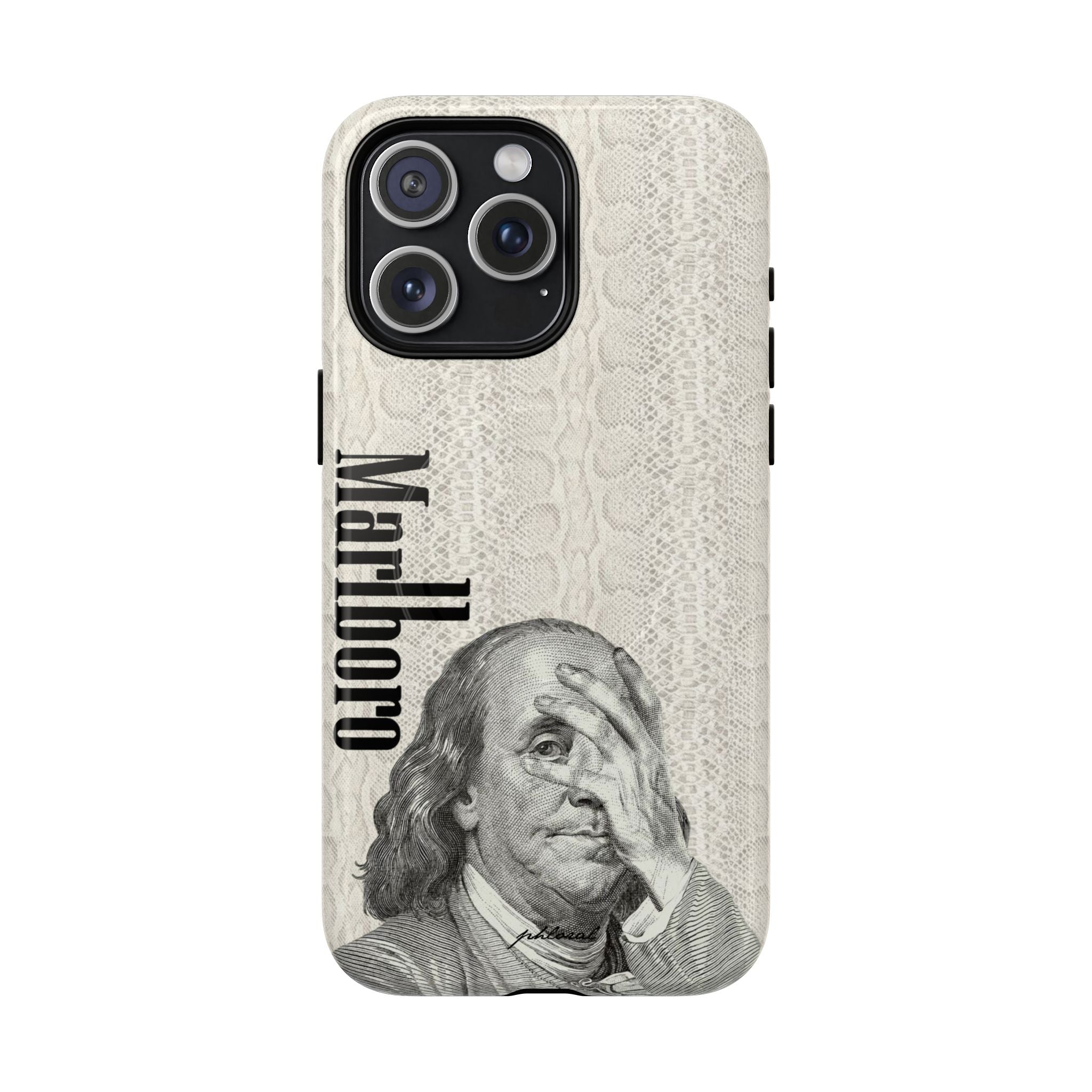 Lifestyle shot of wealth wasted Magsafe phone case in hand