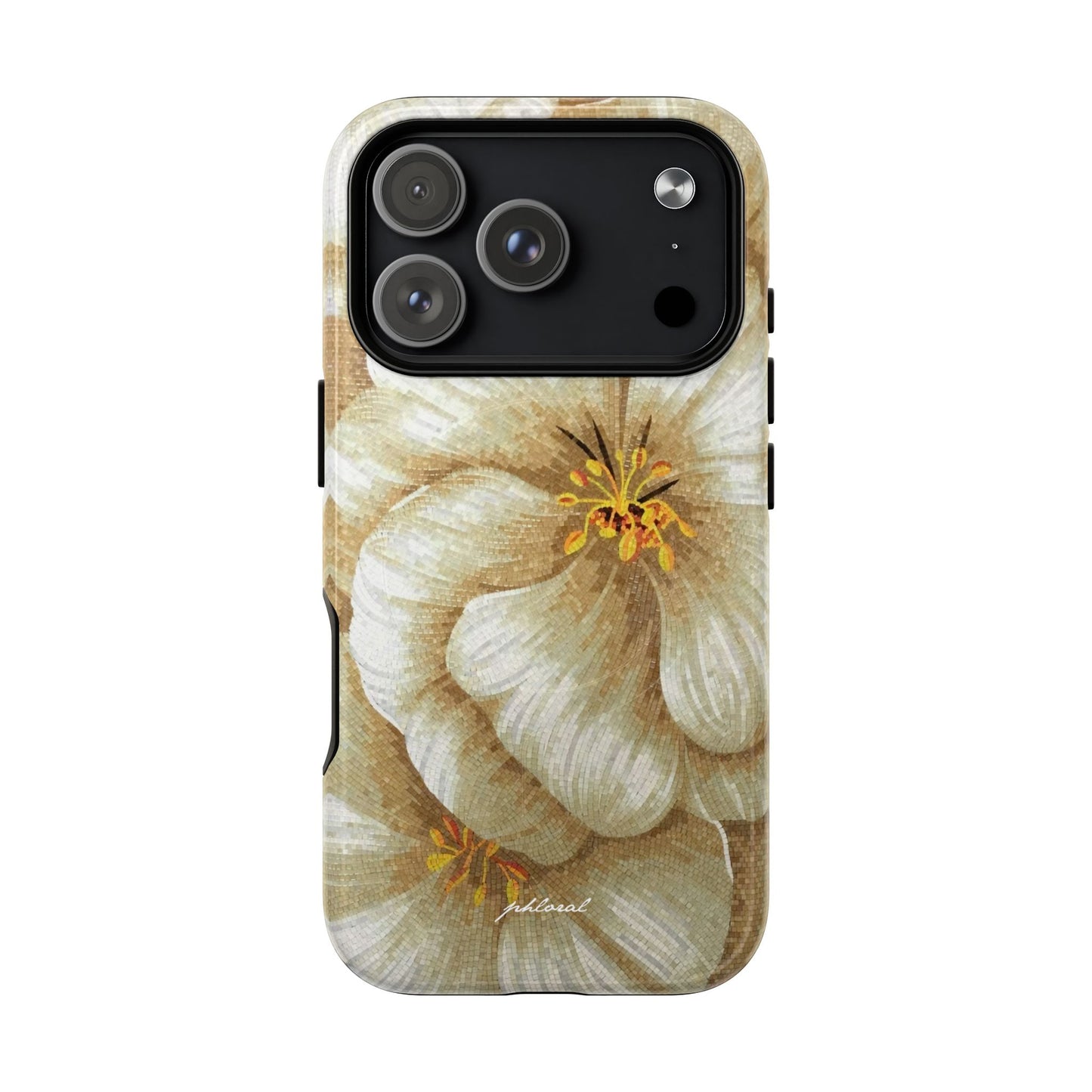 Golden Bloom Magsafe iPhone case in hand elegantly