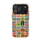Retro Pantry Magsafe iPhone case with earphones and tech accessories