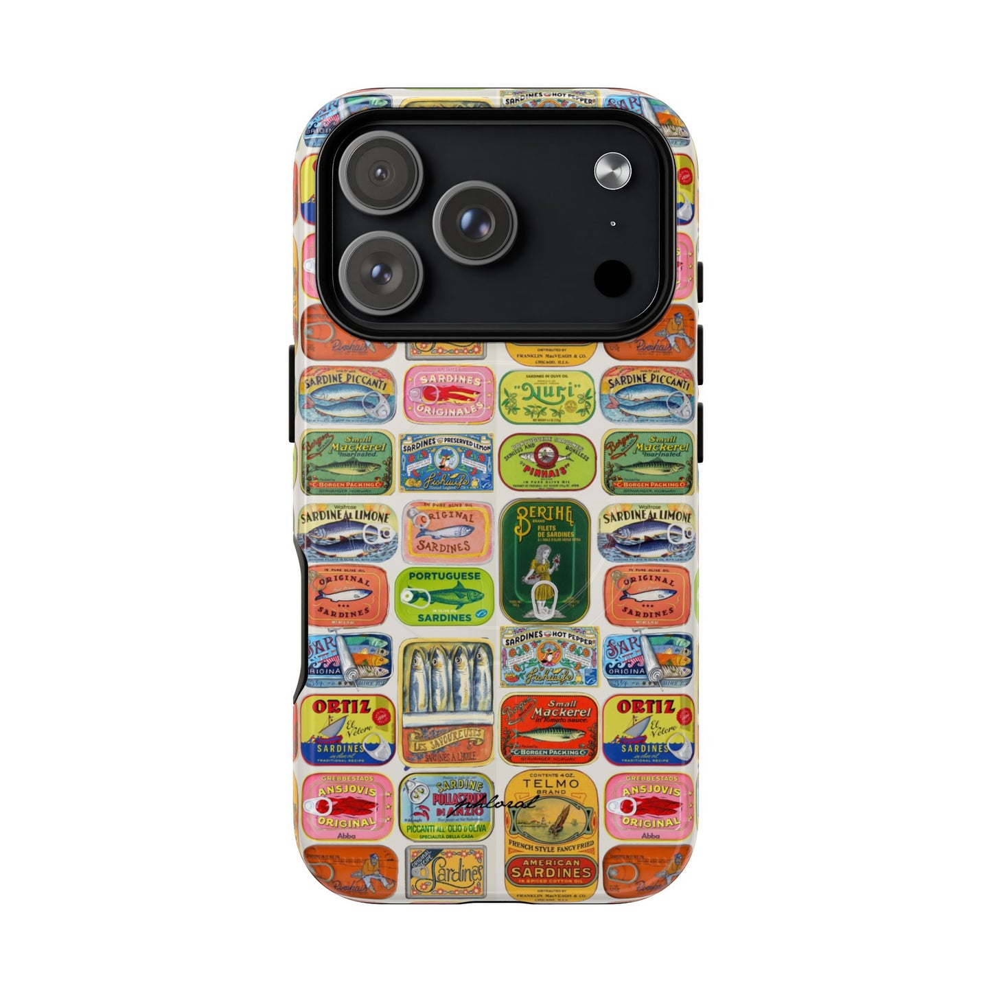 Retro Pantry Magsafe iPhone case with earphones and tech accessories