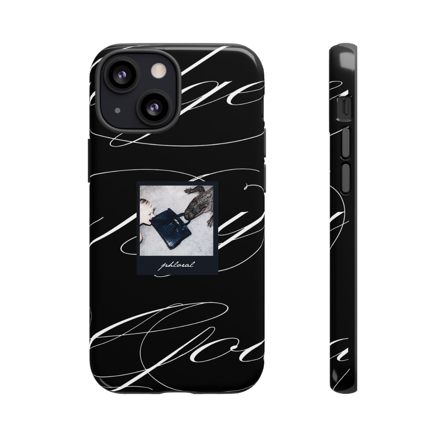 Tempted by Luxury evil eye marble phone case back design close-up