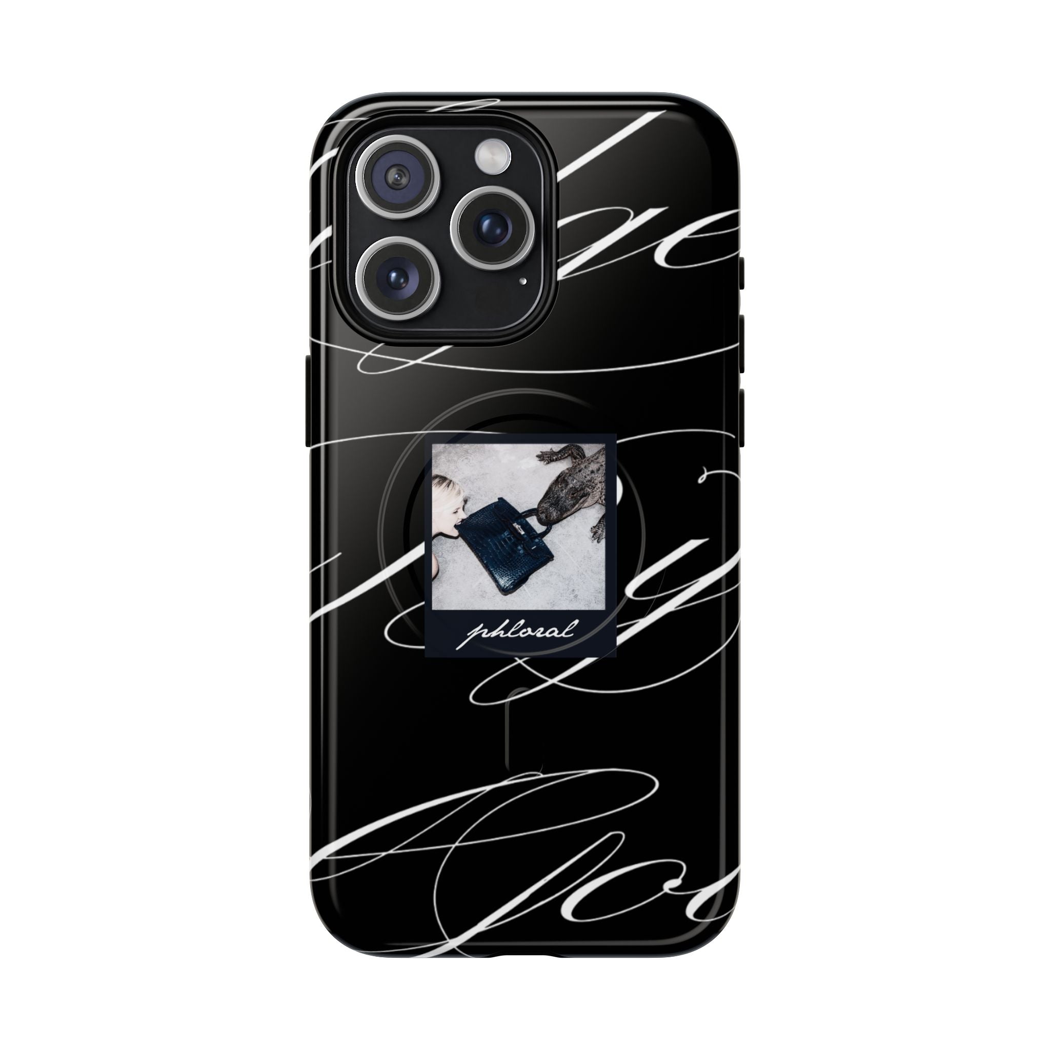alt="Side profile of iPhone with tempted by luxury Magsafe case