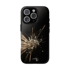 Glintfall phone case glossy obsidian finish transforming under flash