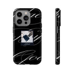 Tempted by Luxury opulent nazar blue eye on black marble phone case