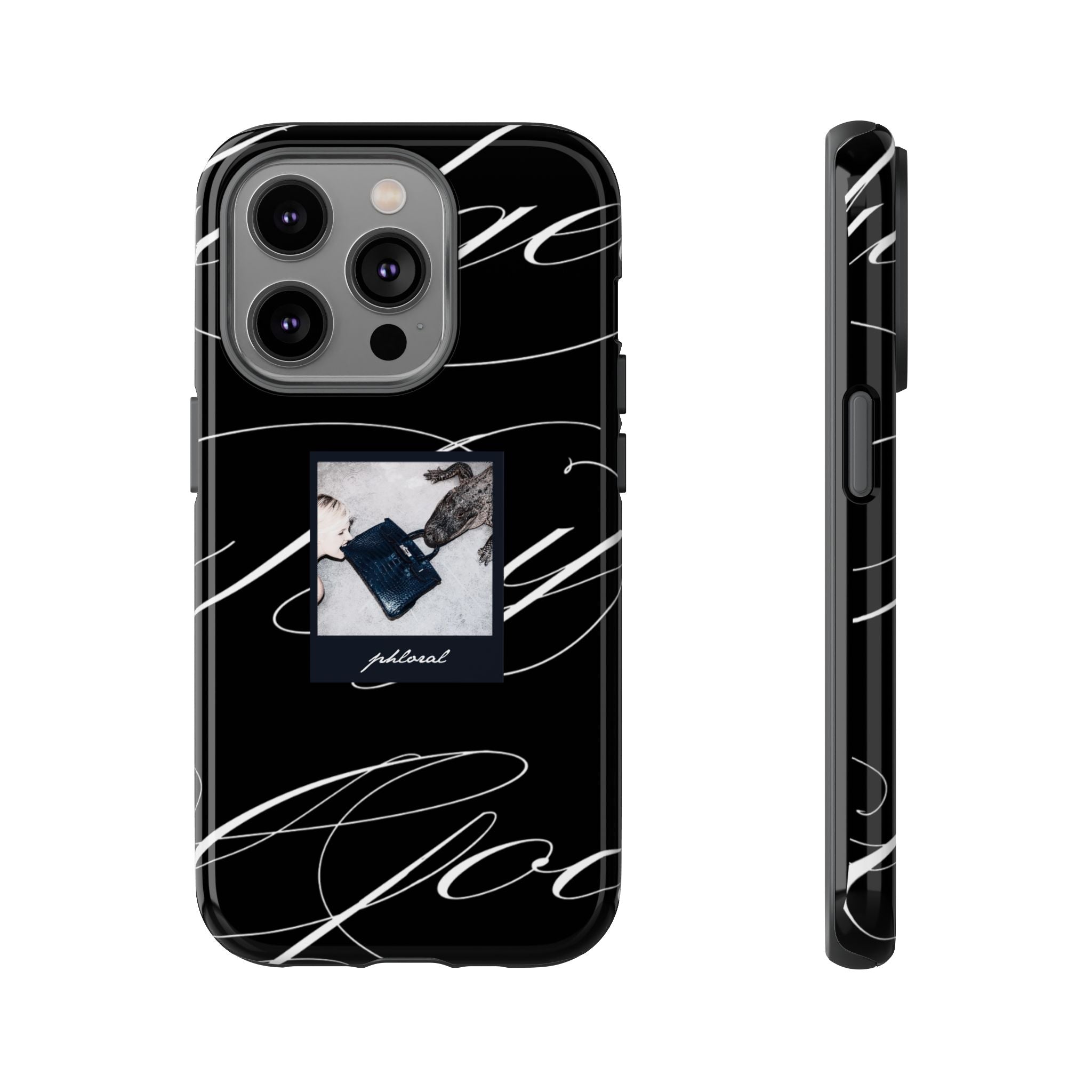 Tempted by Luxury opulent nazar blue eye on black marble phone case
