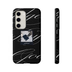 Tempted by Luxury opulent blue nazar evil eye on glossy black marble phone case