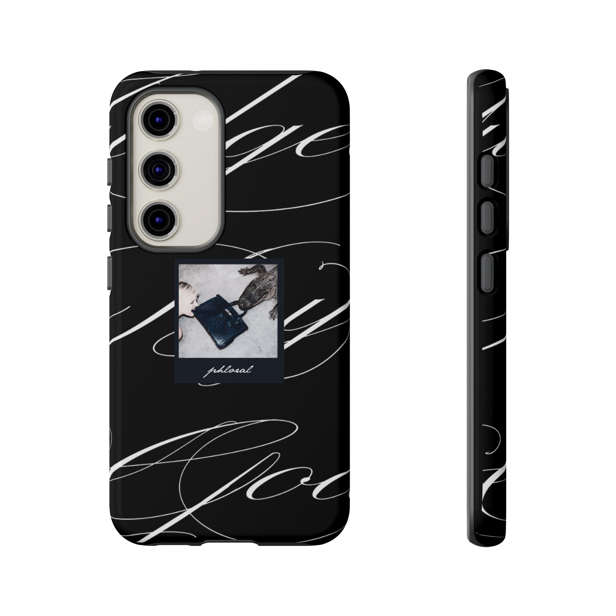 Tempted by Luxury opulent blue nazar evil eye on glossy black marble phone case