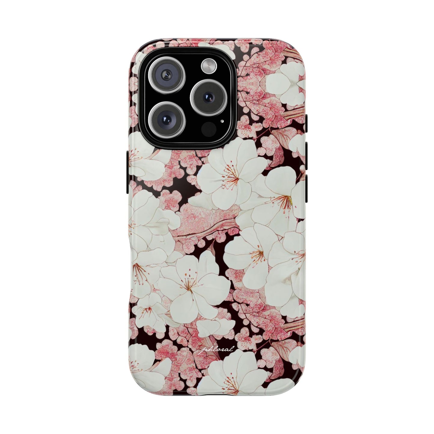 Florere phone case eternal midnight roses and orchids front view