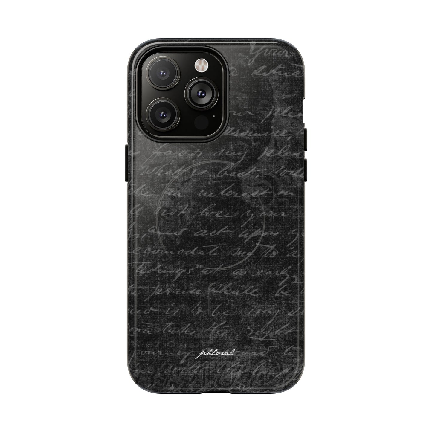 exoletus Magsafe case lifestyle image with handwritten script artwork