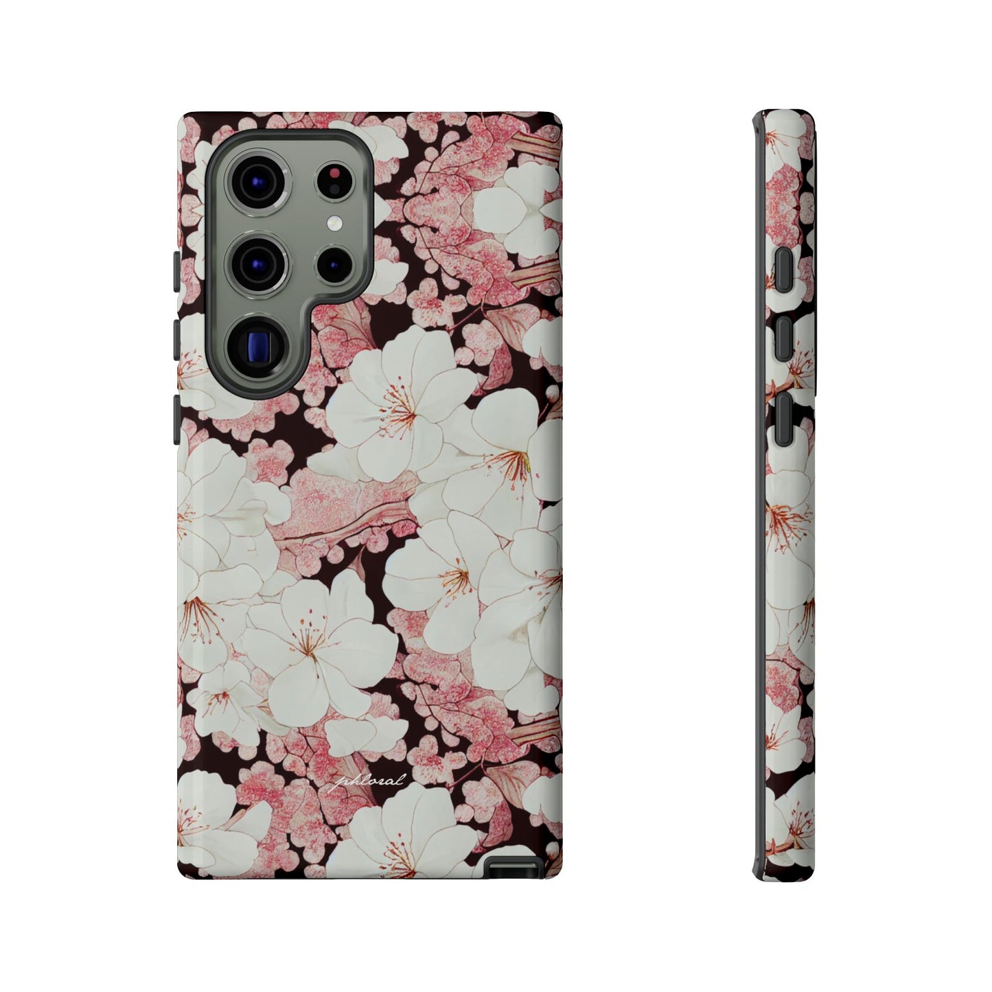 Florere phone case eternal midnight roses and orchids front view