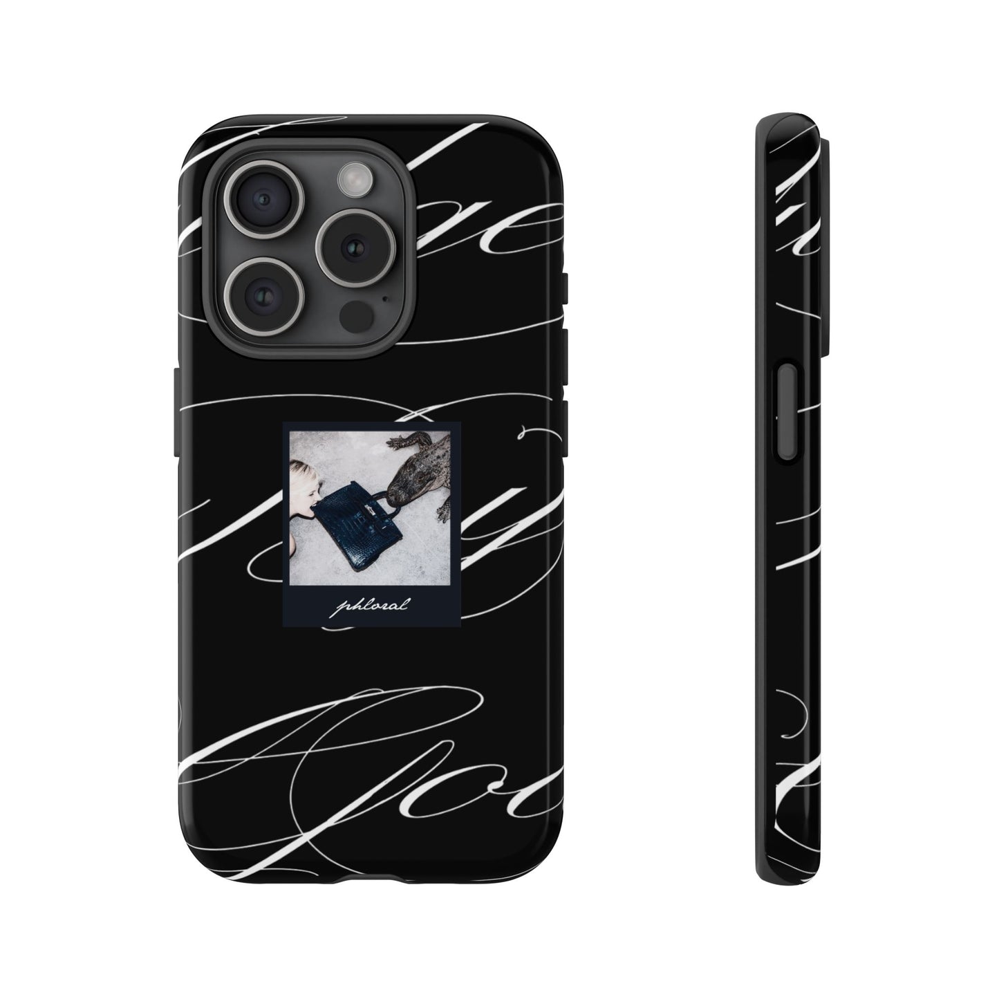 Tempted by Luxury luxury black marble iPhone case with raised bezel