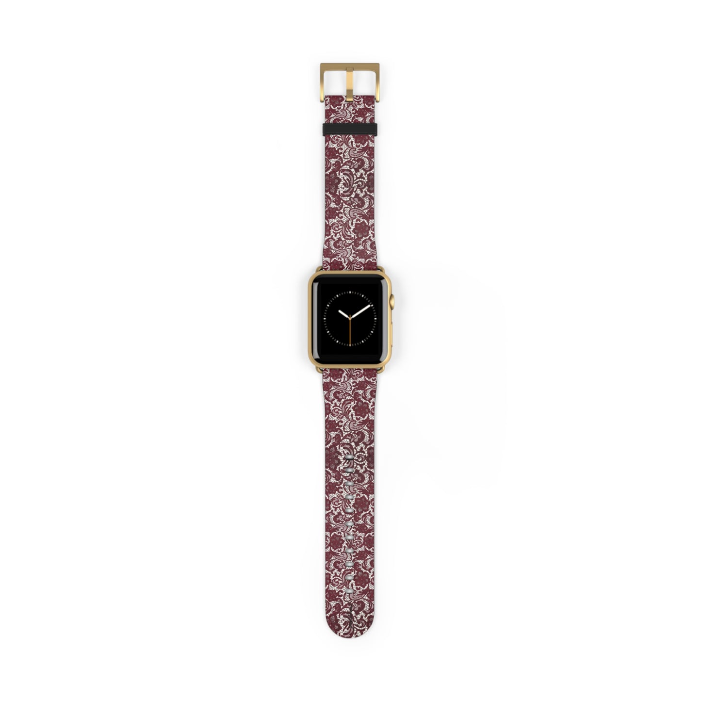 Crimson Baroque Apple Watch band blood-red filigree full view