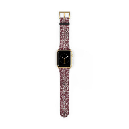 Crimson Baroque Apple Watch band blood-red filigree full view