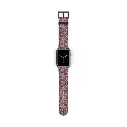 Crimson Baroque Apple Watch band blood-red filigree full view