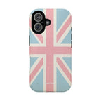 Union Jack Magsafe iPhone case on a flatlay workspace