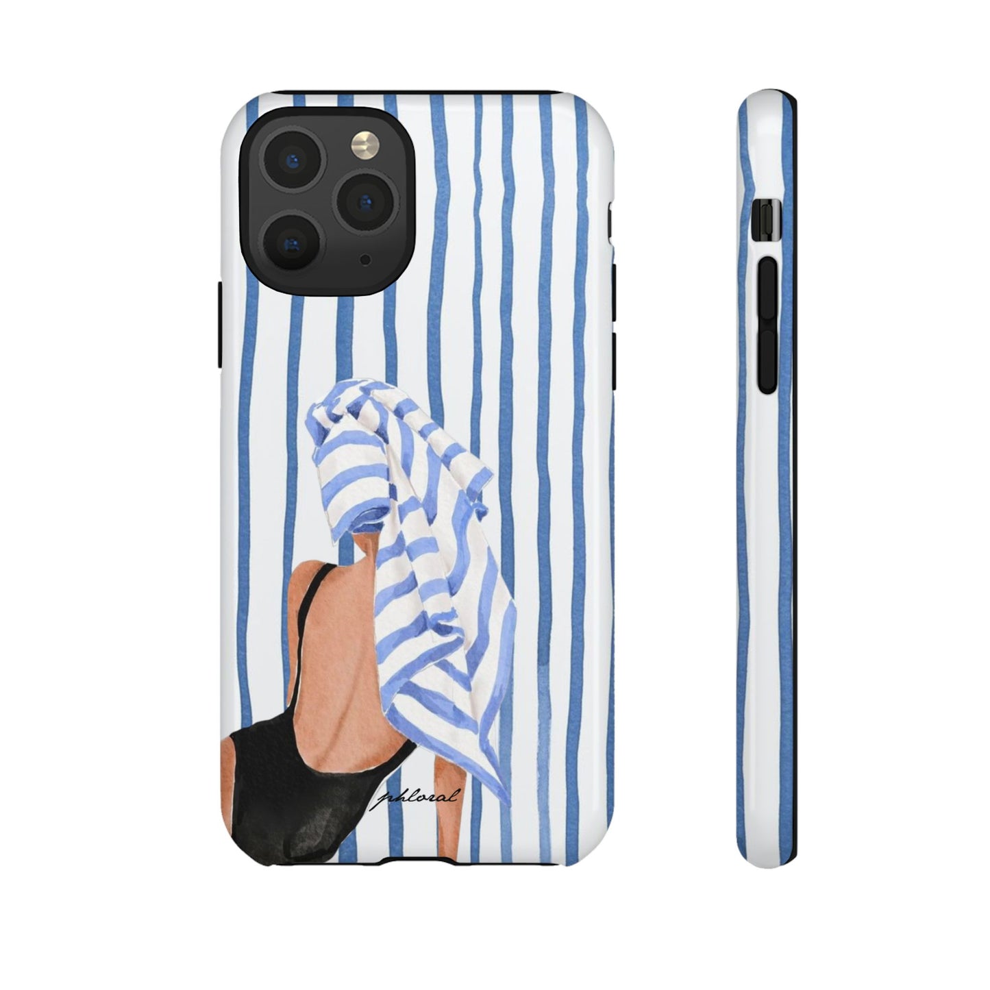 Seaside Stripes phone case dual-layer shockproof side profile