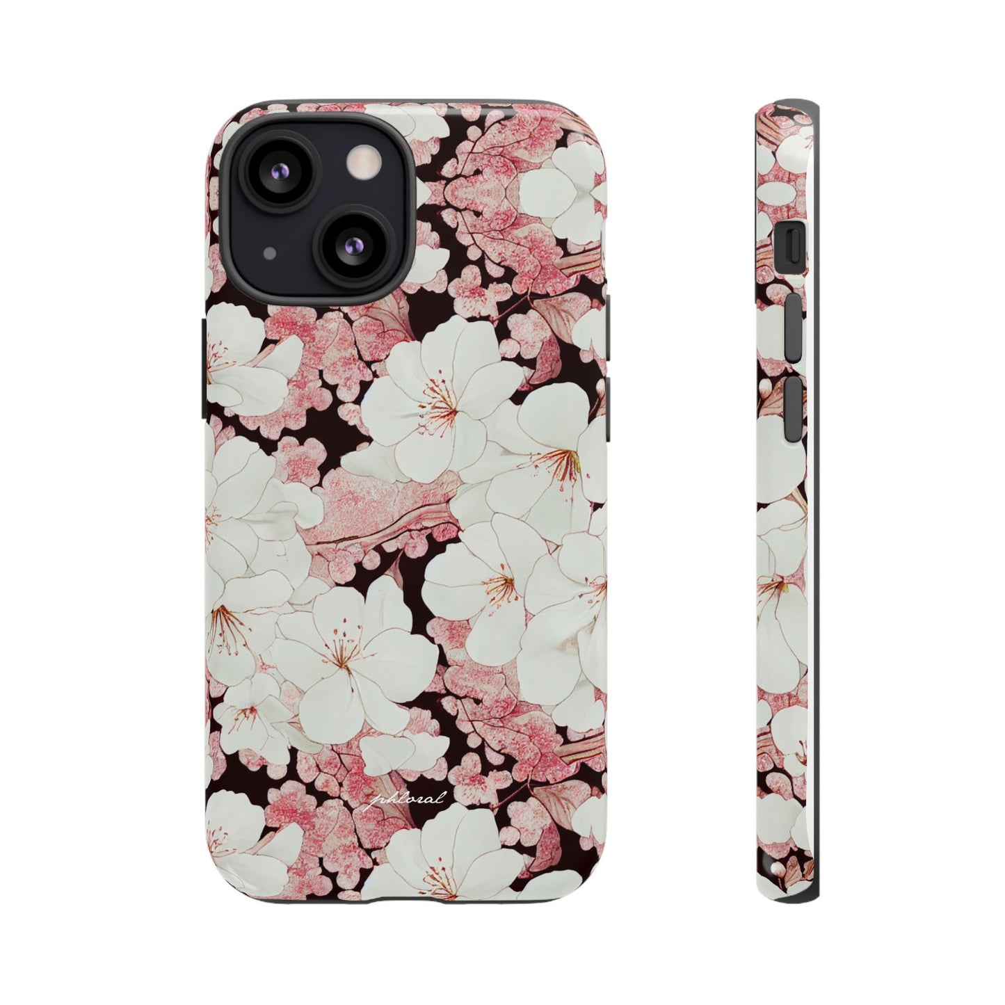 Florere phone case eternal midnight roses and orchids front view