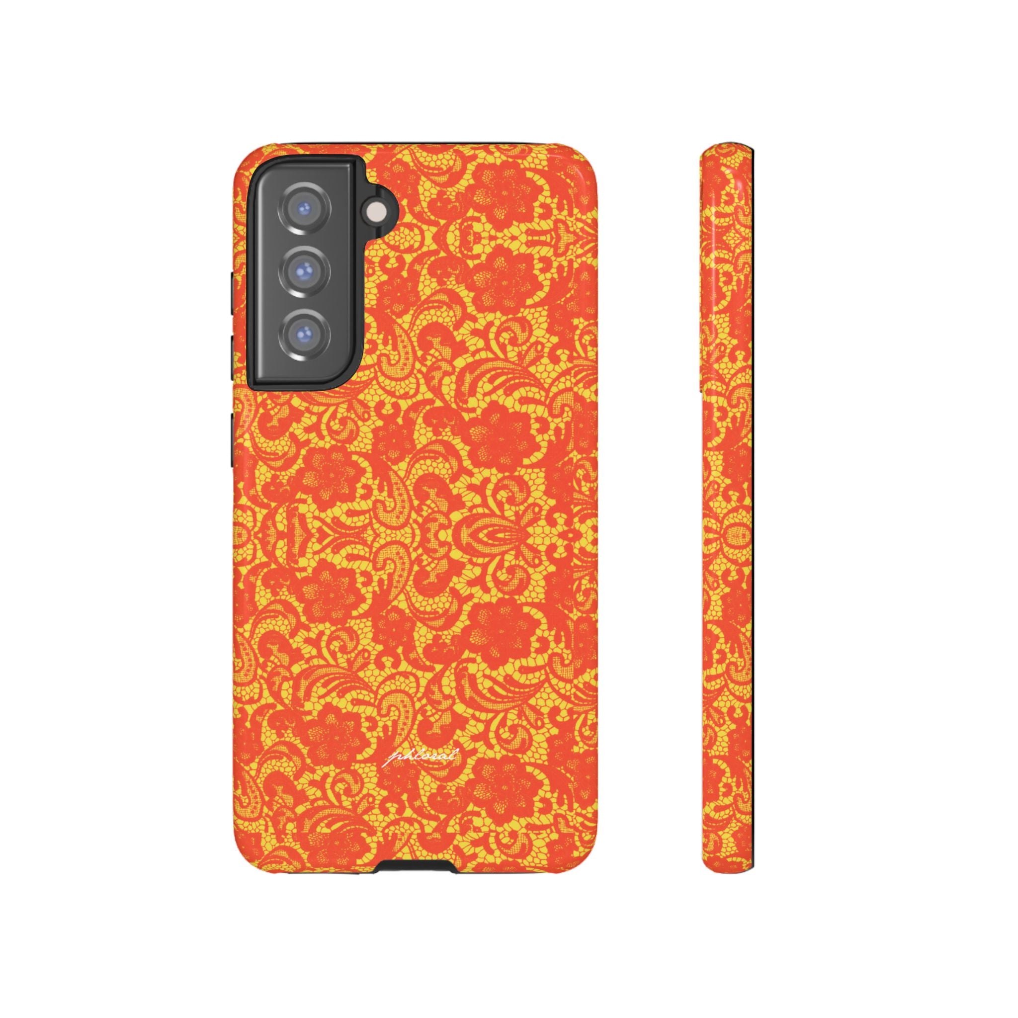 YSL phone case Amber Lace molten gold filigree front view