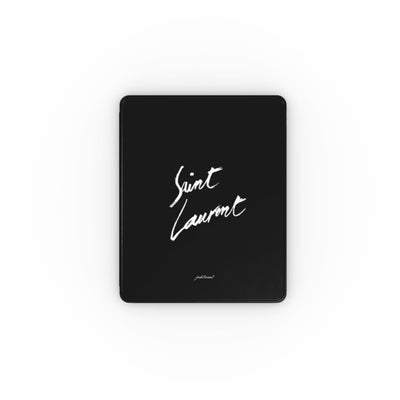 YSL premium matte-black gift box opening to reveal marble evil eye masterpiece