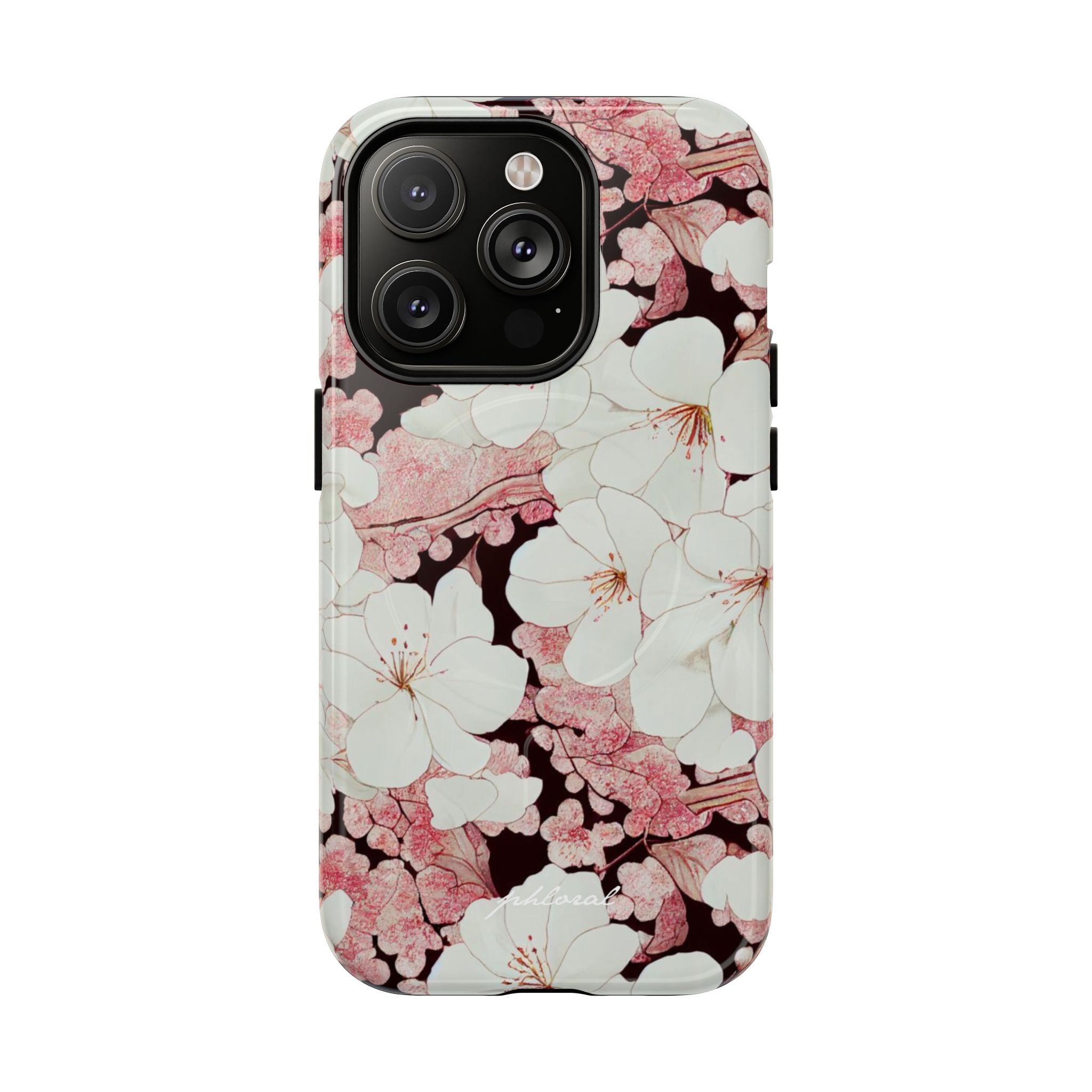 Florere MagSafe case detail shot of texture and floral print
