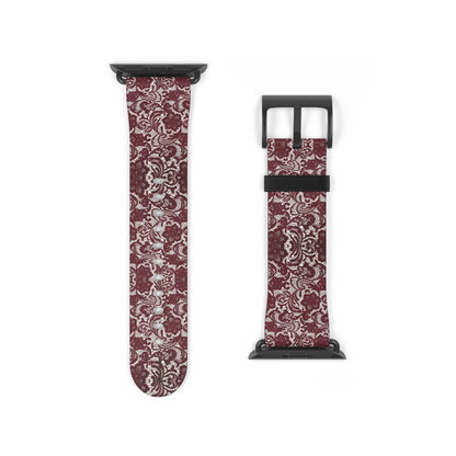 Crimson Baroque Apple Watch band blood-red filigree full view