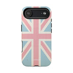 Union Jack Magsafe iPhone case on a flat lay workspace