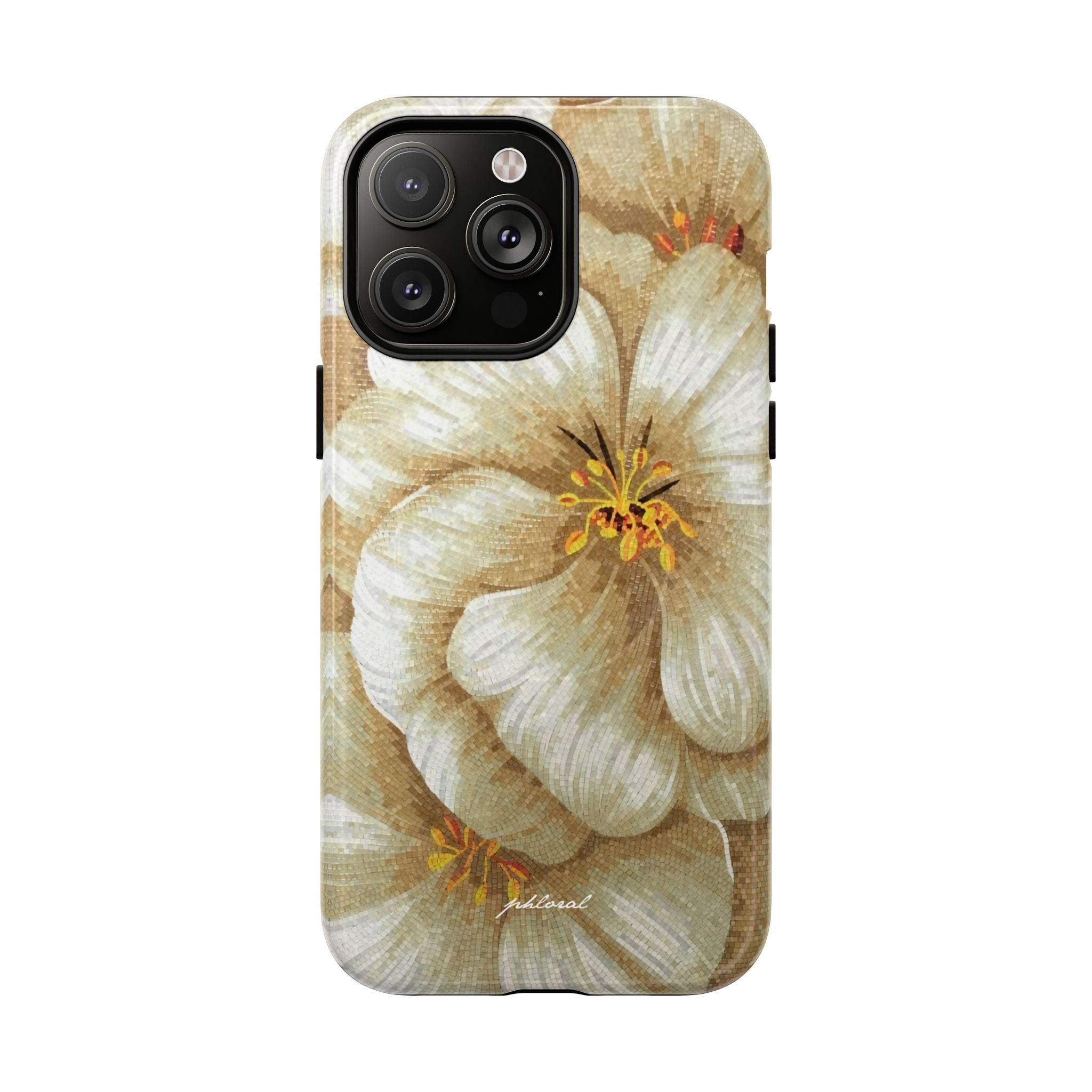 Golden Bloom Magsafe iPhone case being used confidently