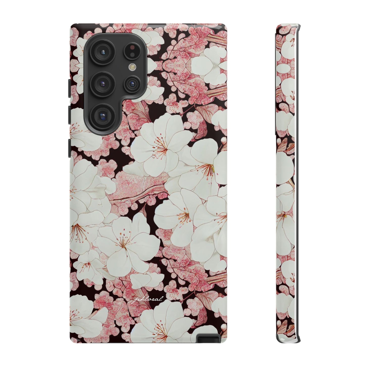Florere phone case eternal midnight roses and orchids front view
