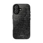 exoletus Magsafe case rear view featuring vintage black script typography