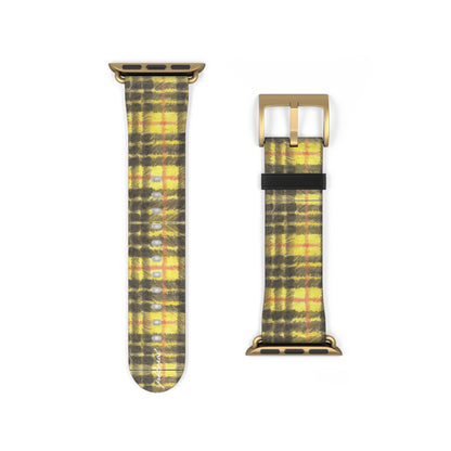 Plaid Apple Watch band midnight tartan with gold and crimson threads