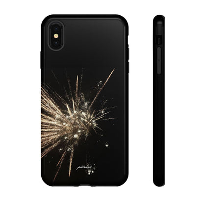 Glintfall phone case glossy obsidian finish transforming under flash