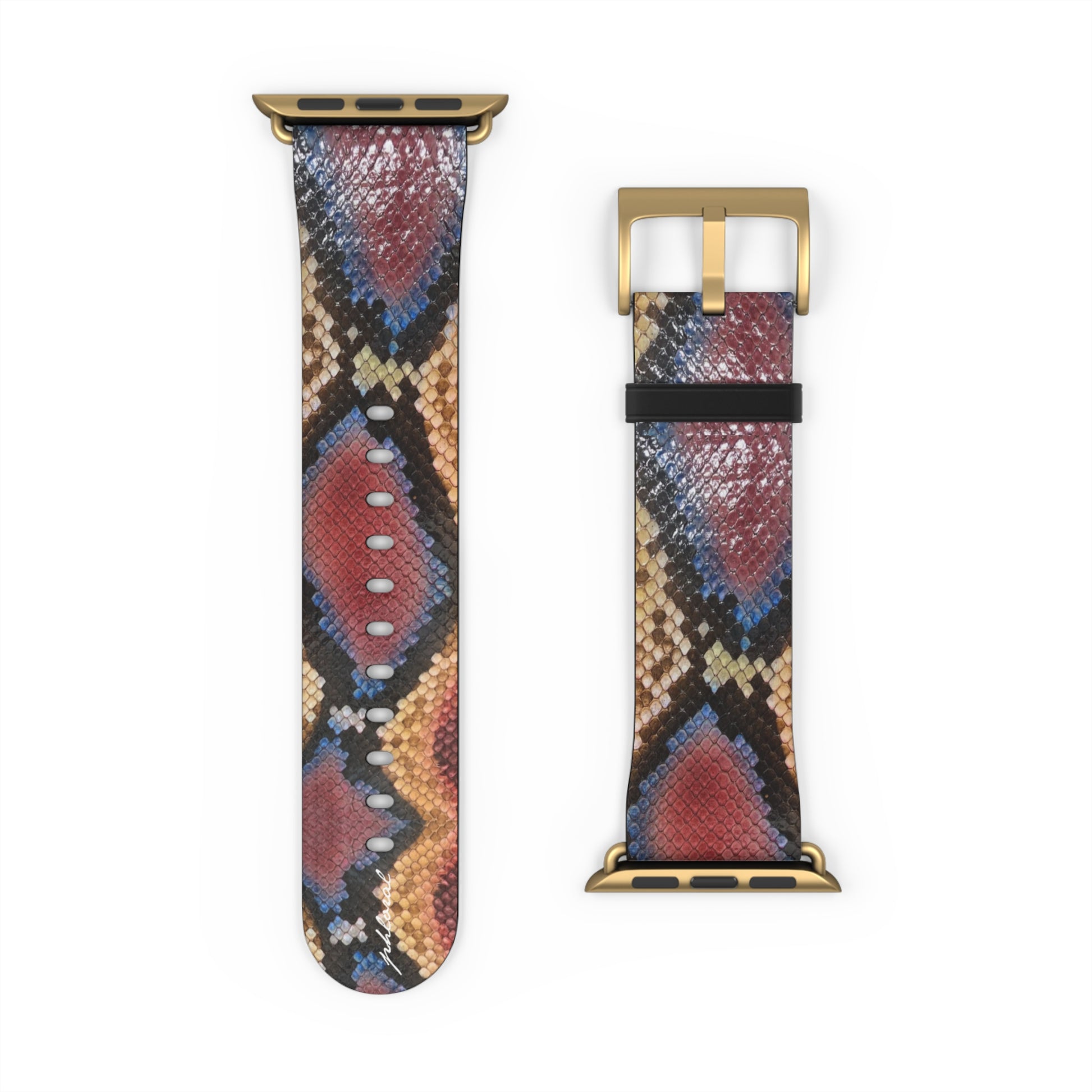 Sahara Serpent Apple Watch band blackened gold deployant clasp detail