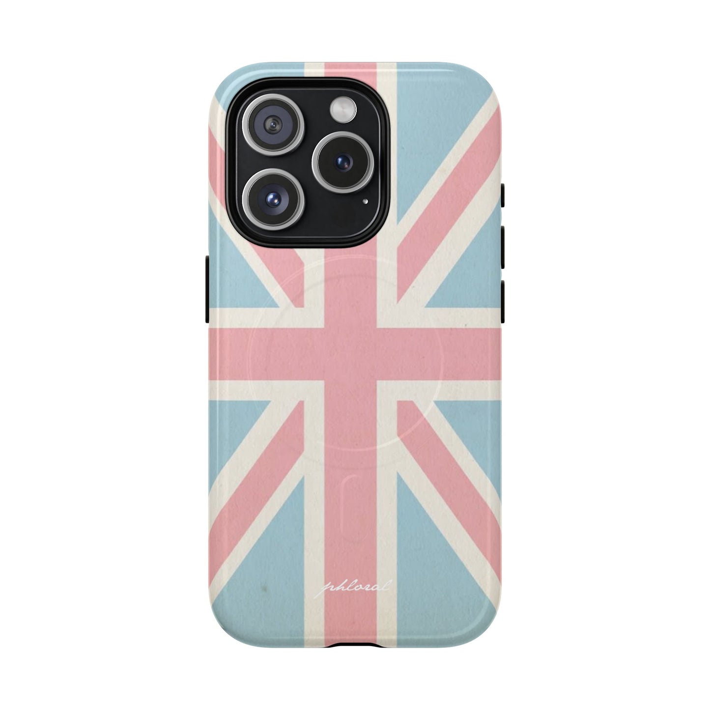 Union Jack Magsafe iPhone case held in elegant hand