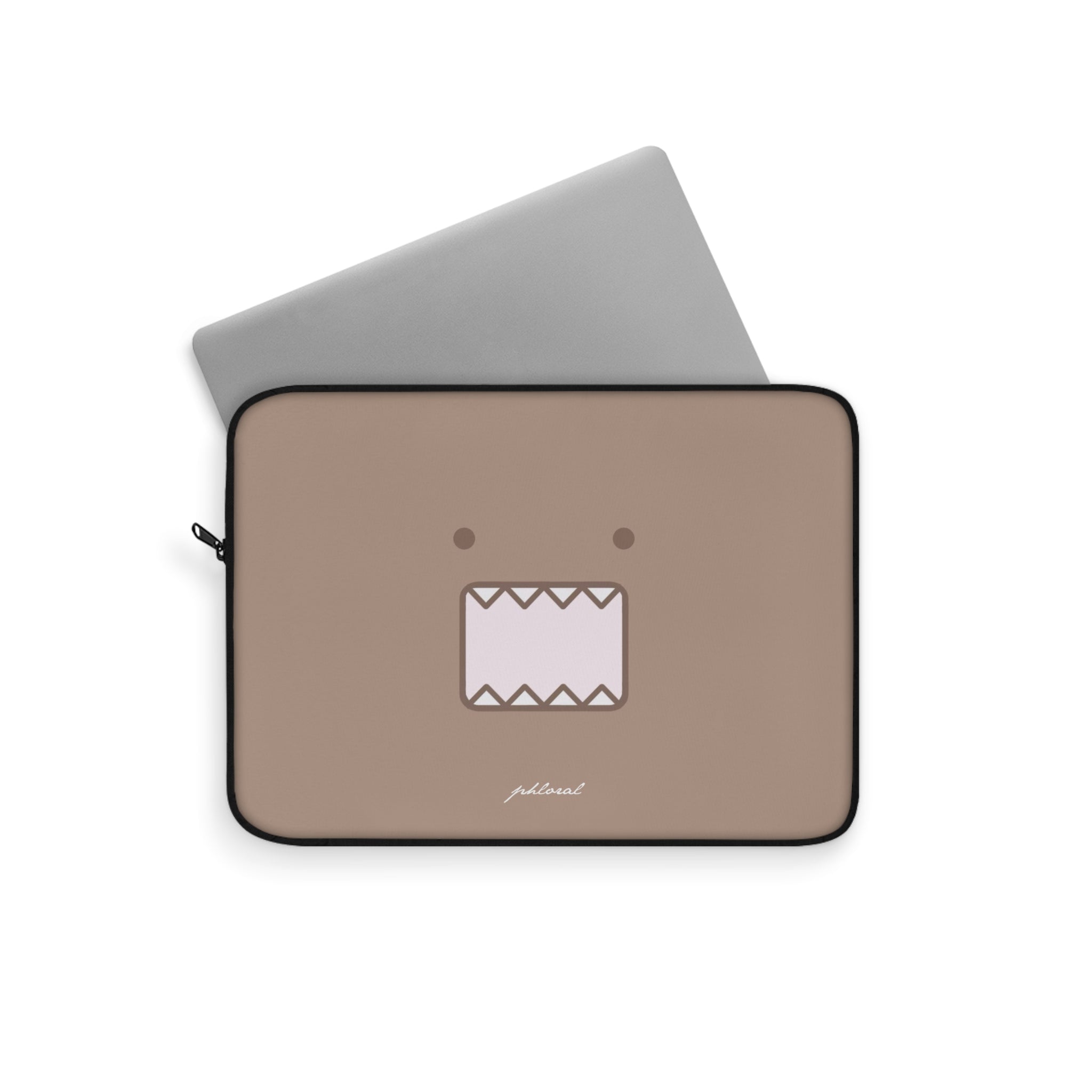 Cute Domo-Kun Face Laptop Sleeve — Brown Cartoon Protective Case