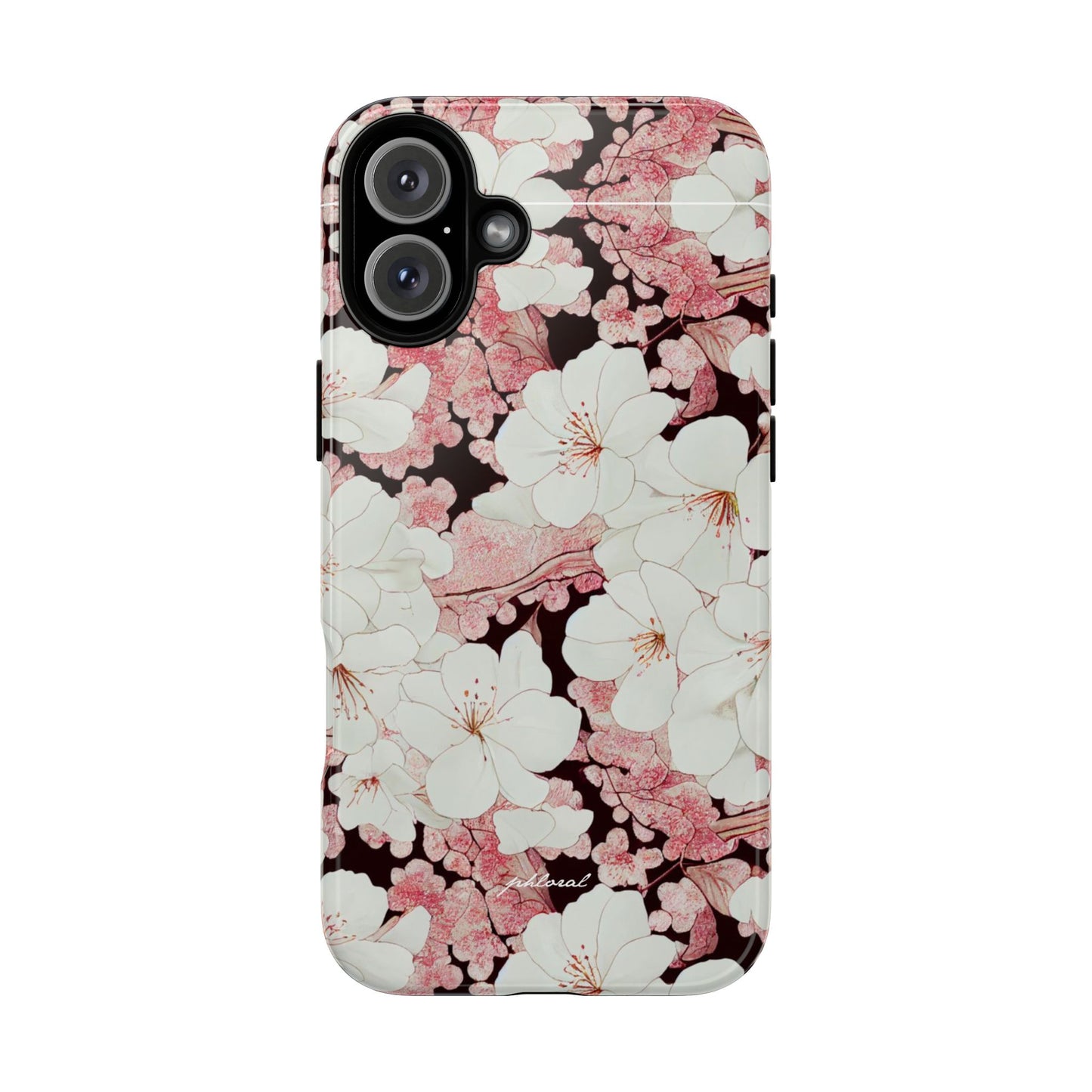 Florere phone case eternal midnight roses and orchids front view