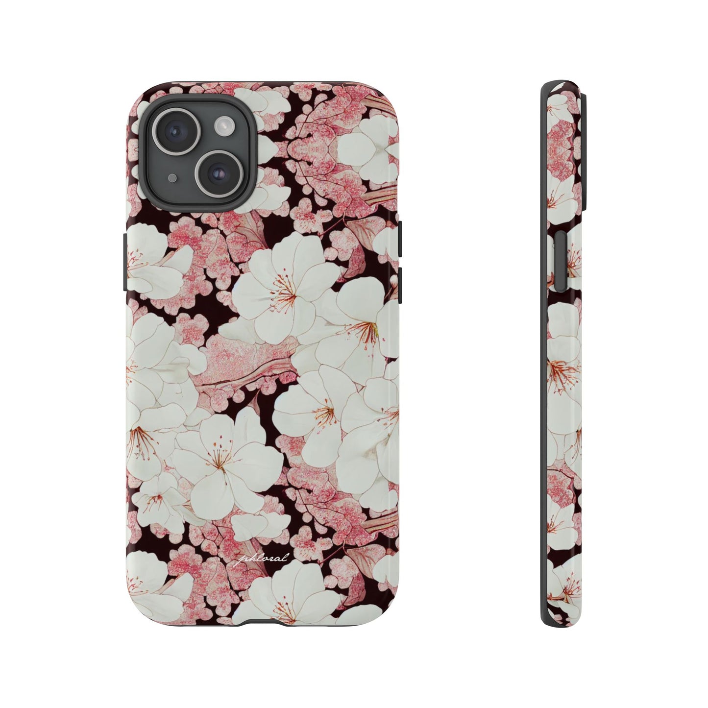 Florere phone case eternal midnight roses and orchids front view